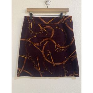 Talbots Burgandy Equestrian Bridle‎ Corduroy Skirt 6
